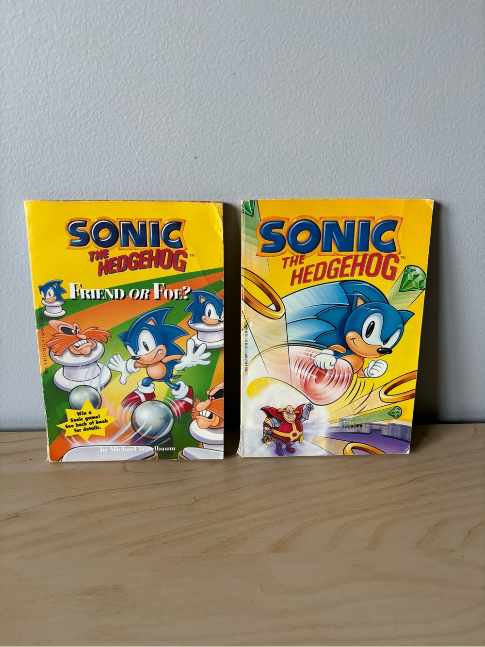 Sonic the Hedgehog Yellow Cover Paperback Book Set of 2 Vintage